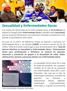 Artículos de Sexología "Sexualidad y Enfermedades Raras" IUNIVES - Universidad Camilo José Cela